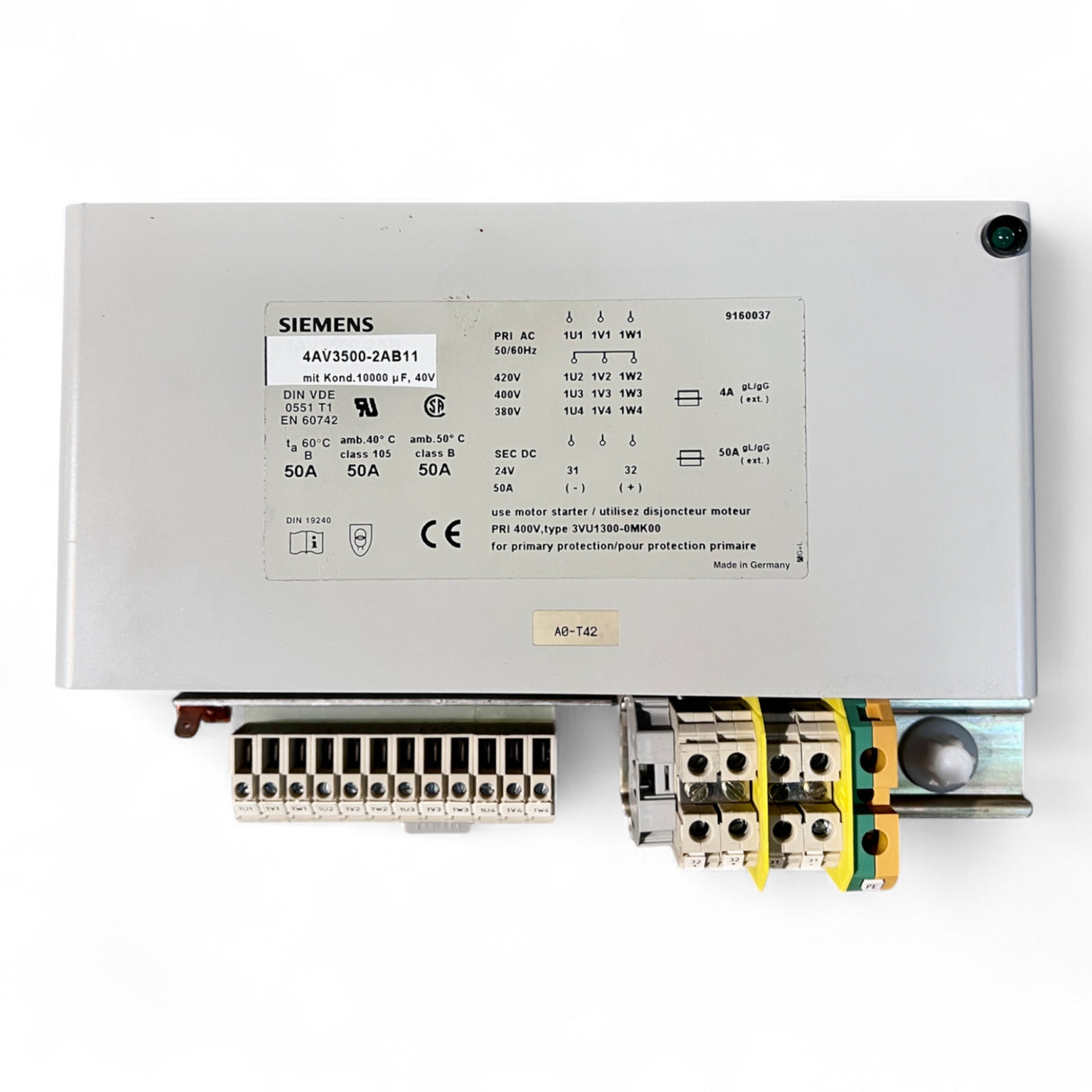 Siemens Gleichrichtergerät 4AV35002AB11 24V DC 50A mit 10000µF Kondensator
