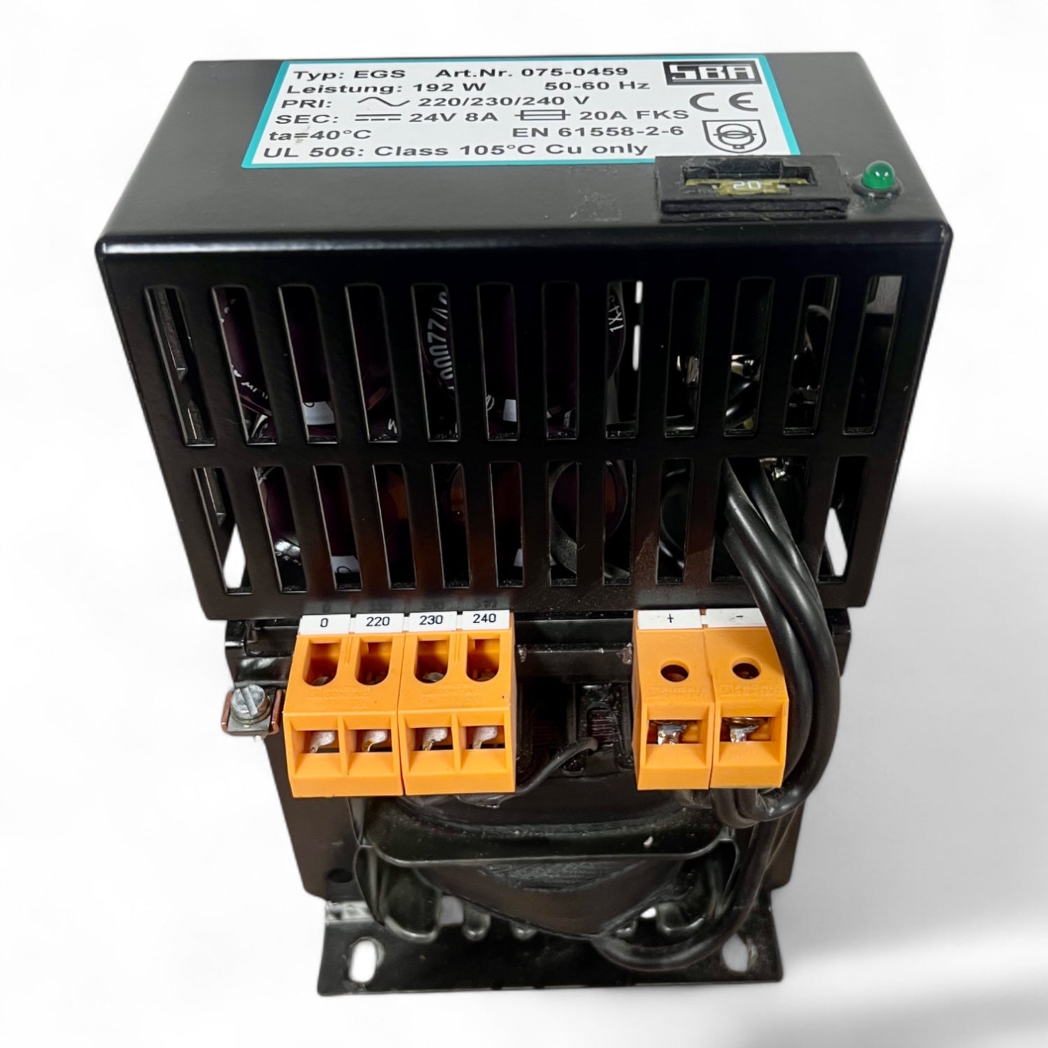 SBA Transformator Typ EGS 24V 8A 192W – Art.Nr. 075-0459