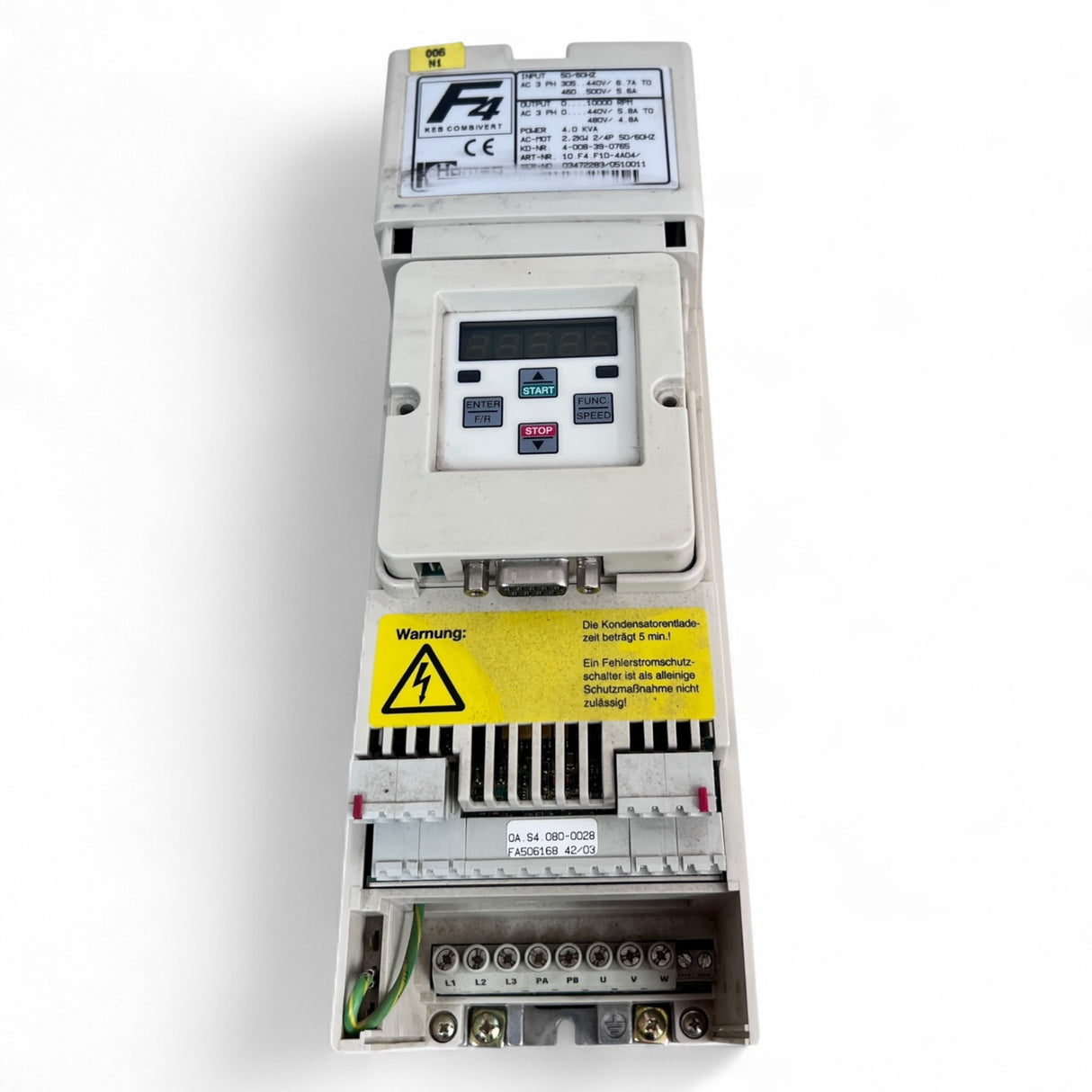 KEB COMBIVERT F4 Frequenzumrichter 10.F4.F1D-4040/Z 2.2 kW 4.0 kVA  Motorleistung mit RS232-Toslink Modul
