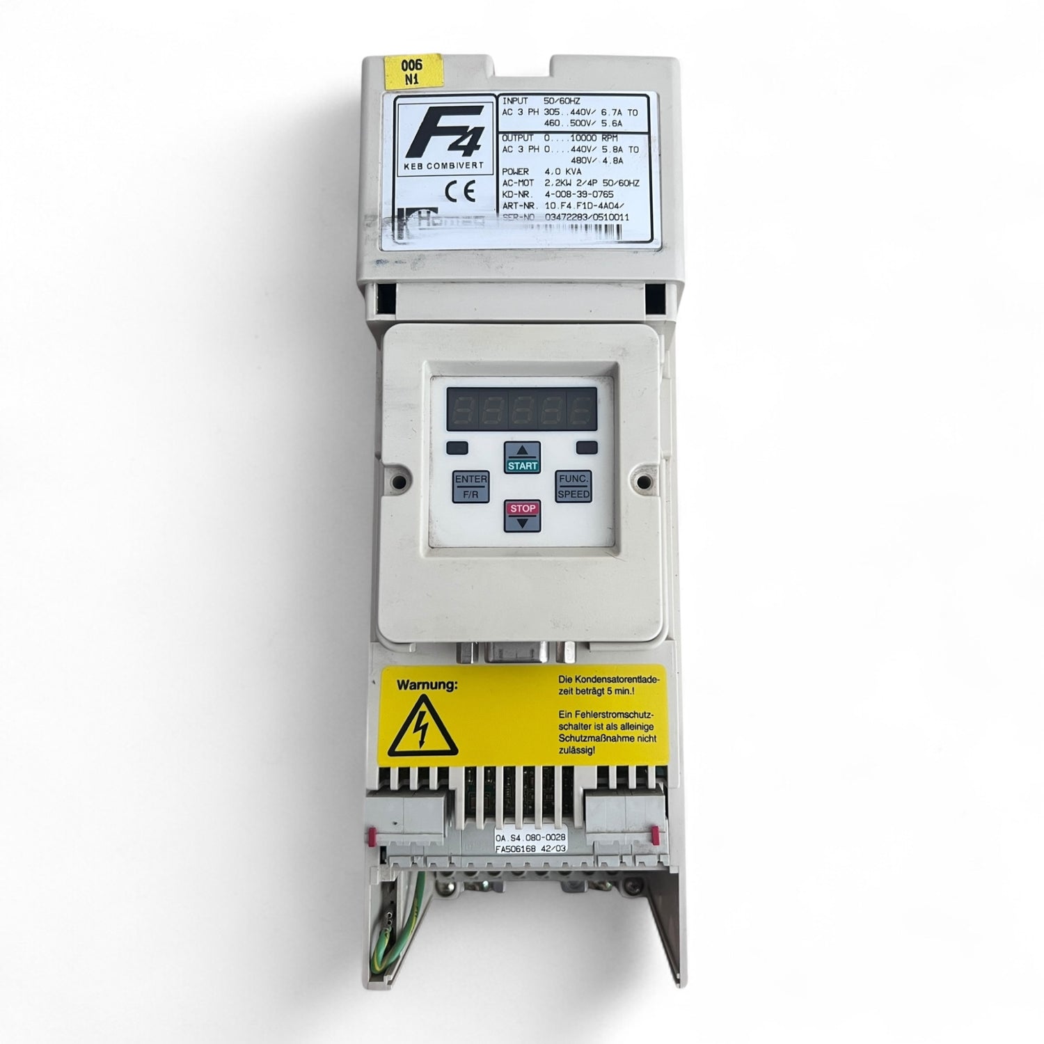 KEB COMBIVERT F4 Frequenzumrichter 10.F4.F1D-4040/Z 2.2 kW 4.0 kVA  Motorleistung mit RS232-Toslink Modul