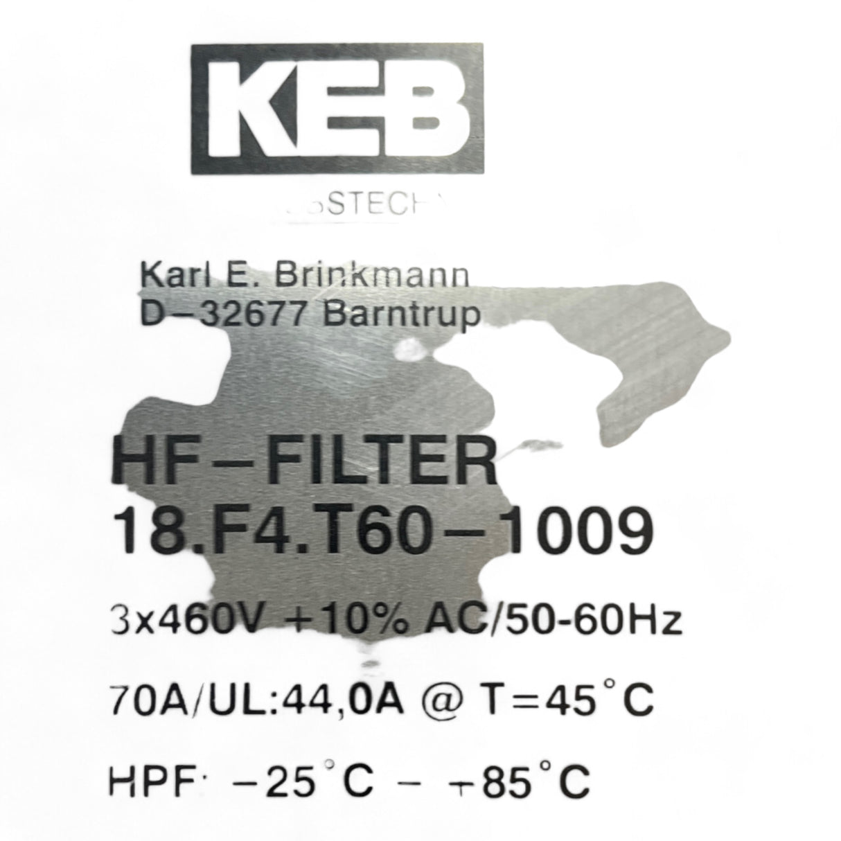 KEB Homag 18.F4.T60-1009 Netzfilter