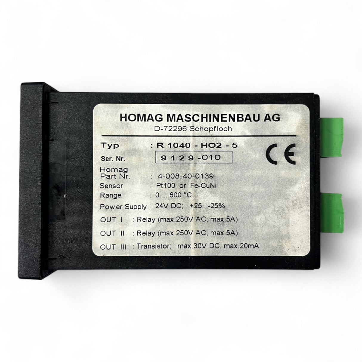 HOMAG Regler R 1040-HO2-5 neuer Temperaturregler 24 V DC 0–600 °C Fe+Pt100 PDI Artikelnummer 4-008-40-0139